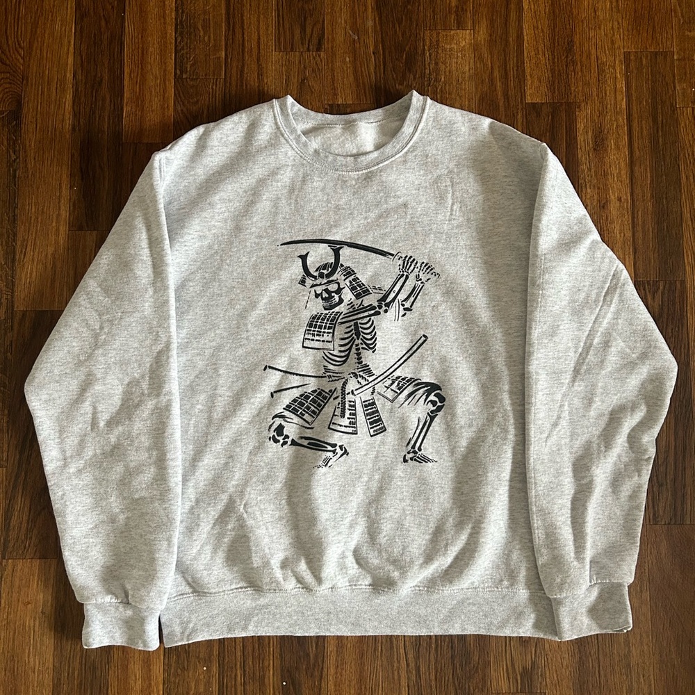 Gray Samurai Graphic Men's Sweater
